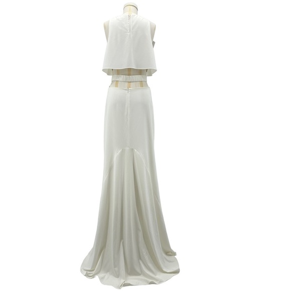 NEW Halston Heritage Evening Cream Sleeveless Gown Side & Back Cutouts Size 10 - Picture 2 of 11